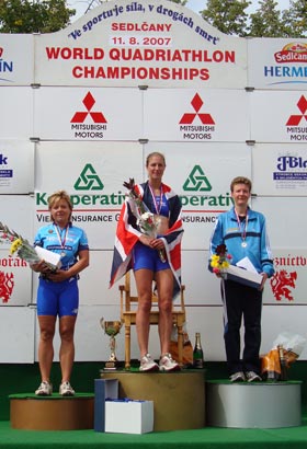 Katrin Burow wird Vizeweltmeisterin im Quadrathlon auf der Mitteldistanz in Sedlcany/Tschechien am 11.08.2007