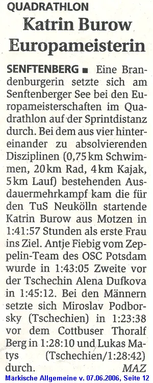 Zeitungsbericht Märkische Allgemeine