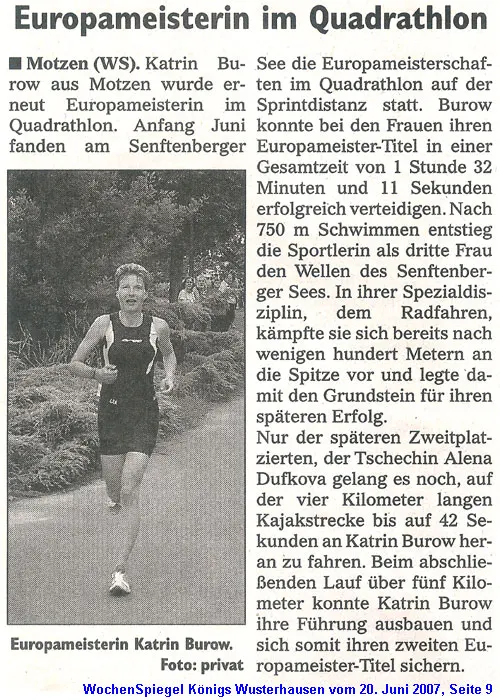 Zeitungsbericht Wochenspiegel