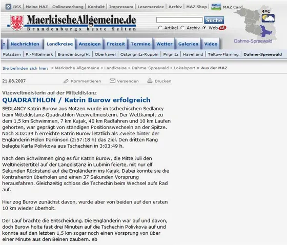 Zeitungsbericht Märkische Allgemeine