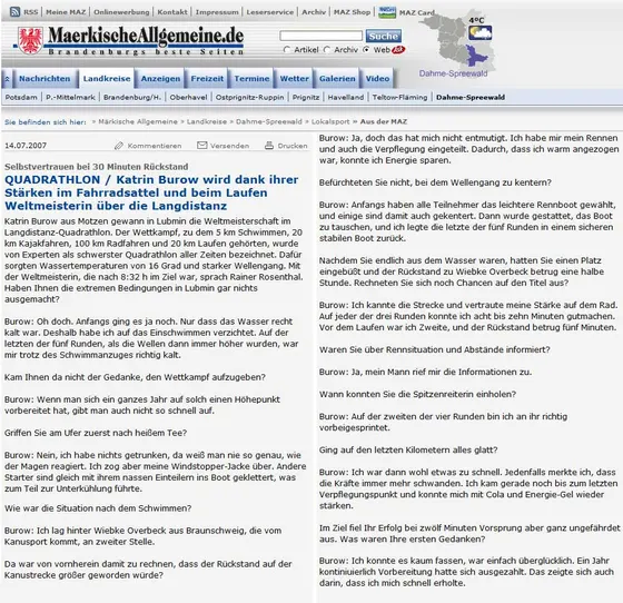 Interview in der Märkischen Allgemeinen