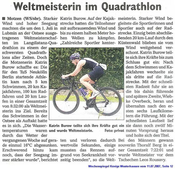 Zeitungsbericht Wochenspiegel