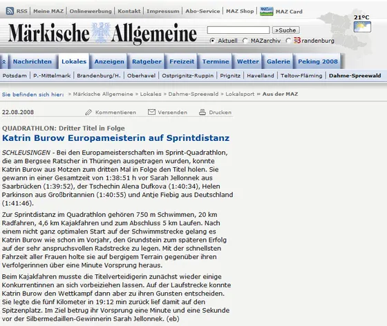 Bericht in der MAZ online