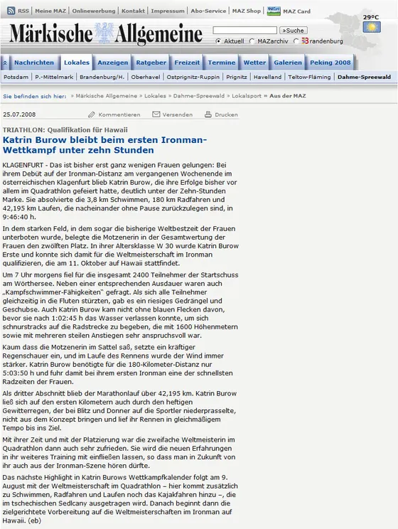 Bericht in der MAZ online