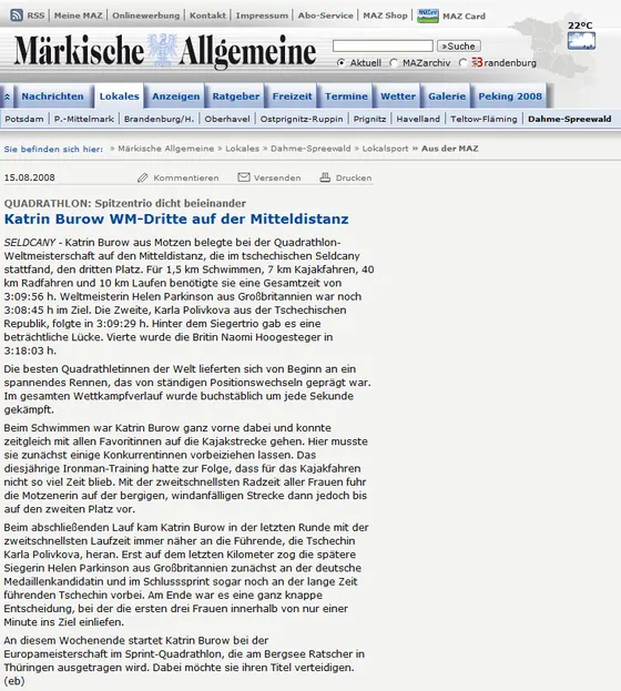 Bericht in der MAZ online