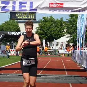 Katrin Burow wird Deutsche Meisterin in der Altersklasse W30 bei der DM Duathlon in Falkenstein 2009